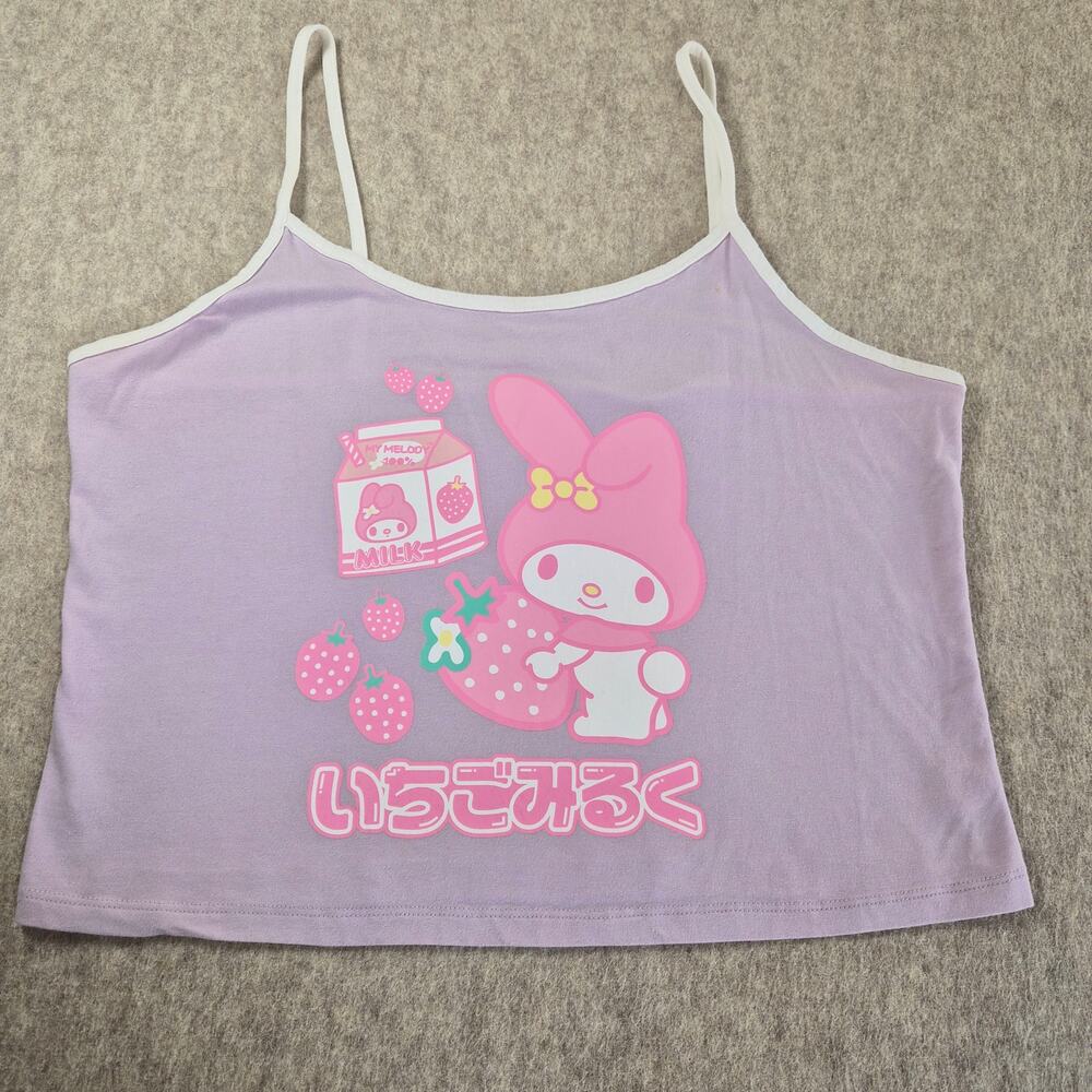 SANARIO PURPLE/PINK MY MELODY GRAPHIC CROP TOP PRINT WOMAN'S SIZE L